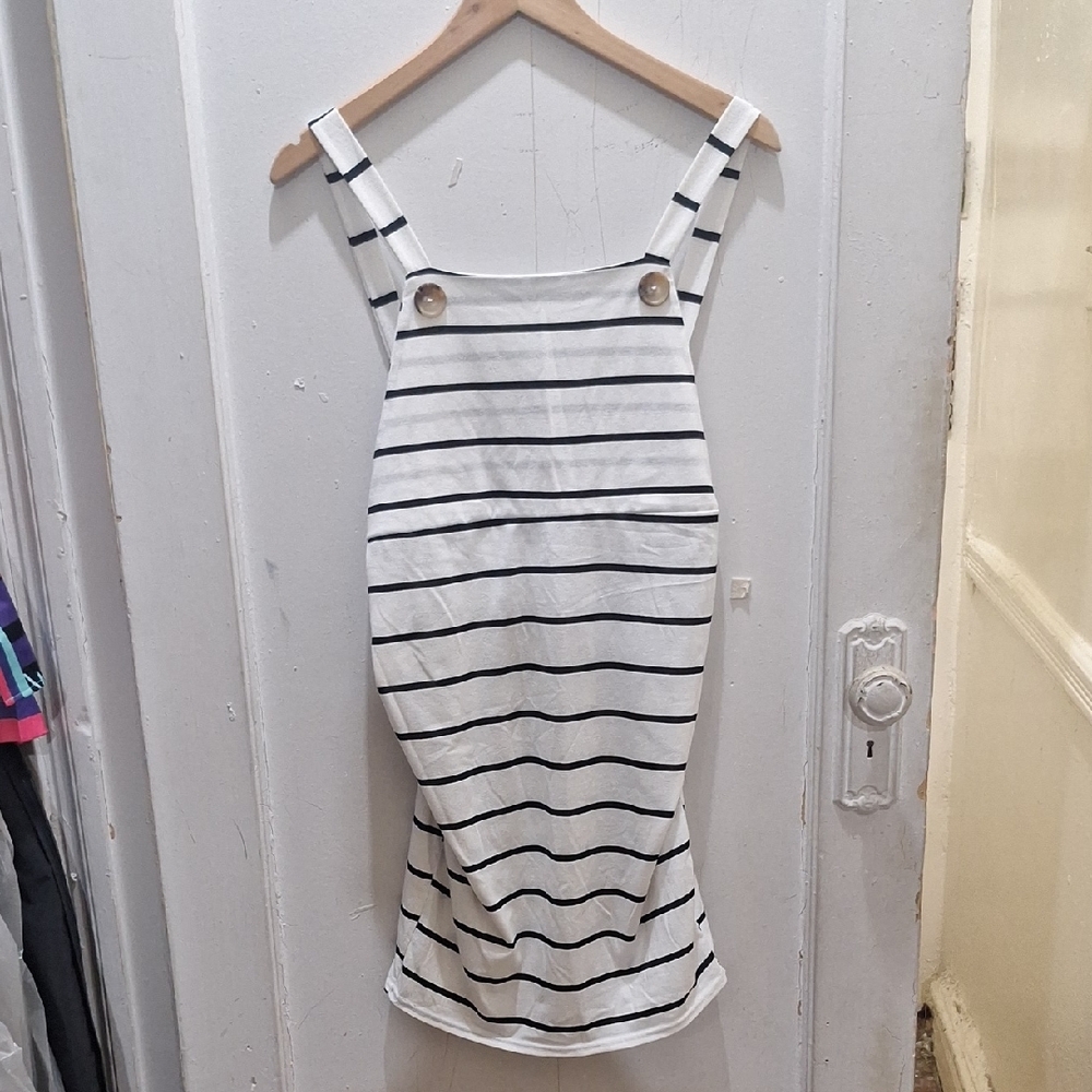 Striped White and Black Dress By Boohoo